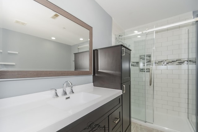 18100 Rita Rd Unit 3B, Tinley Park, IL 60477 - bathroom with a shower stall, vanity, and recessed lighting