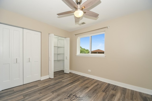 18100 Rita Rd Unit 3B, Tinley Park, IL 60477 - unfurnished bedroom with wood finished floors and a ceiling fan