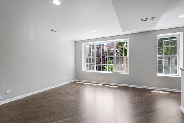 2726 W Thomas St, Chicago, IL 60622 - empty room with healthy amount of natural light, dark wood-style floors, and recessed lighting