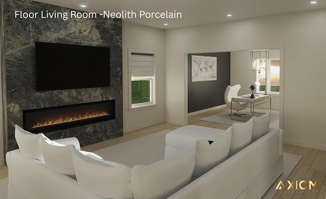 5360 Westwind Dr, Richton Park, IL 60471 - living room with wood finished floors, a premium fireplace, and recessed lighting