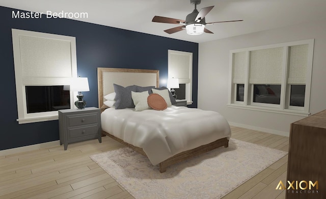 5360 Westwind Dr, Richton Park, IL 60471 - bedroom with light wood-type flooring and ceiling fan