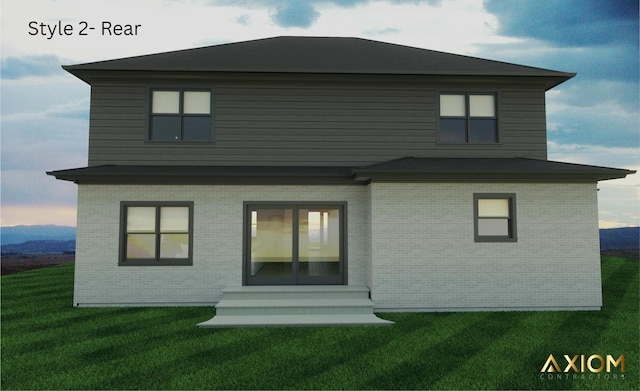 5360 Westwind Dr, Richton Park, IL 60471 - back of property featuring brick siding, entry steps, and a lawn