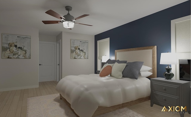 5360 Westwind Dr, Richton Park, IL 60471 - bedroom with wood finished floors and a ceiling fan