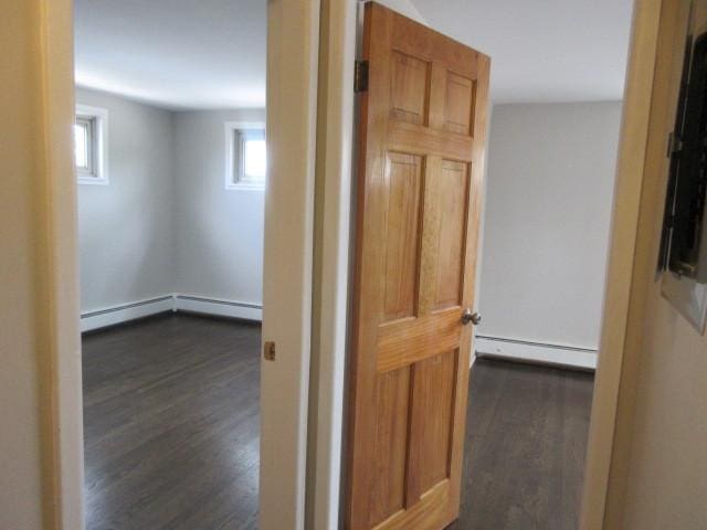2012 W 111th St Unit 3S, Chicago, IL 60643 - corridor with a baseboard radiator and dark wood-style floors