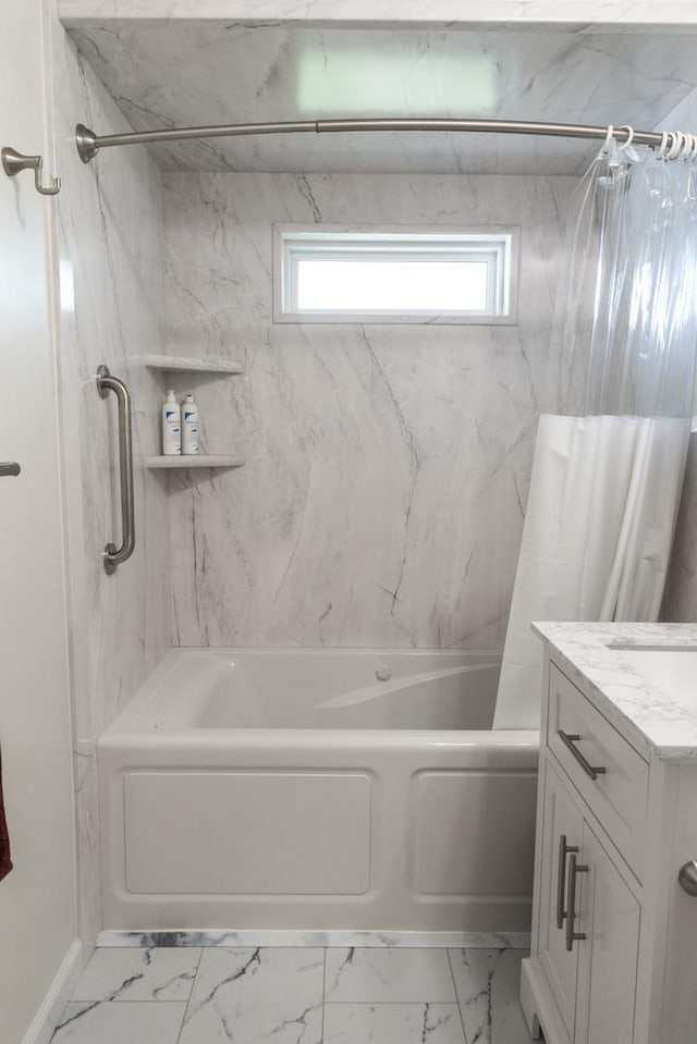 509 Waverly Ave, Streamwood, IL 60107 - bathroom with marble finish flooring, shower / tub combo, and vanity
