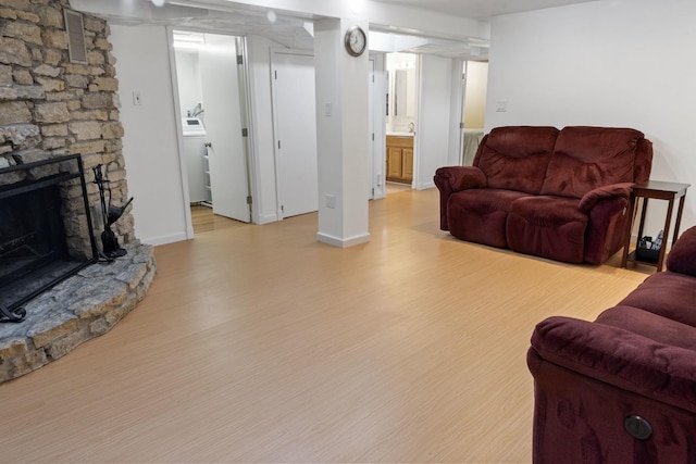 509 Waverly Ave, Streamwood, IL 60107 - living room with light wood-style flooring and a fireplace