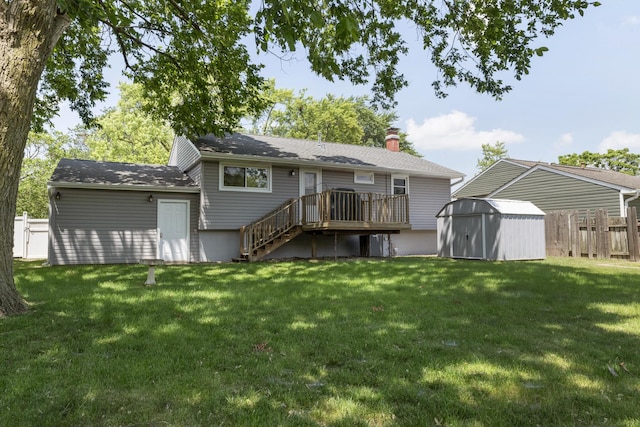 509 Waverly Ave, Streamwood, IL 60107 - back of house featuring a shed, a deck, stairs, and a chimney