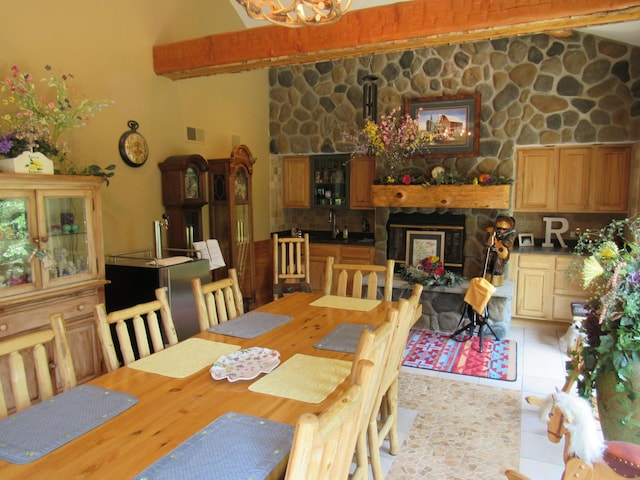 24099 W Haidi Ln, Lake Villa, IL 60046 - dining space with a stone fireplace