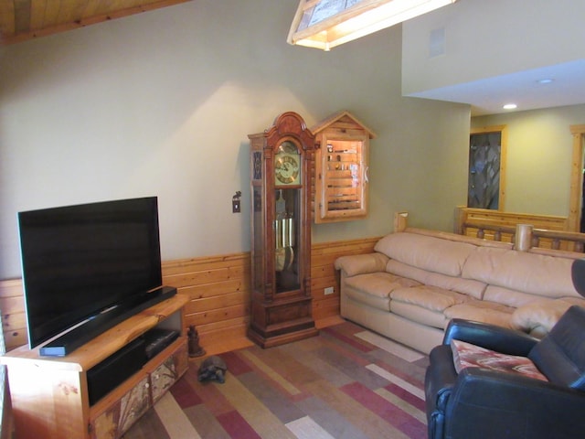 24099 W Haidi Ln, Lake Villa, IL 60046 - living room with wood finished floors, wainscoting, recessed lighting, and wooden walls