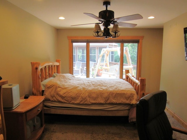 24099 W Haidi Ln, Lake Villa, IL 60046 - bedroom featuring access to outside, recessed lighting, and ceiling fan