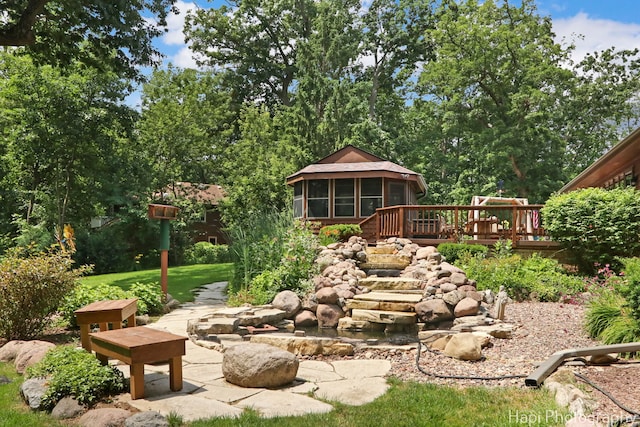 24099 W Haidi Ln, Lake Villa, IL 60046 - view of yard featuring a sunroom and a deck