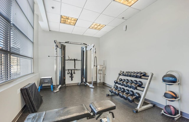 330 W Grand Ave Unit 1101, Chicago, IL 60654 - exercise room with baseboards and a paneled ceiling