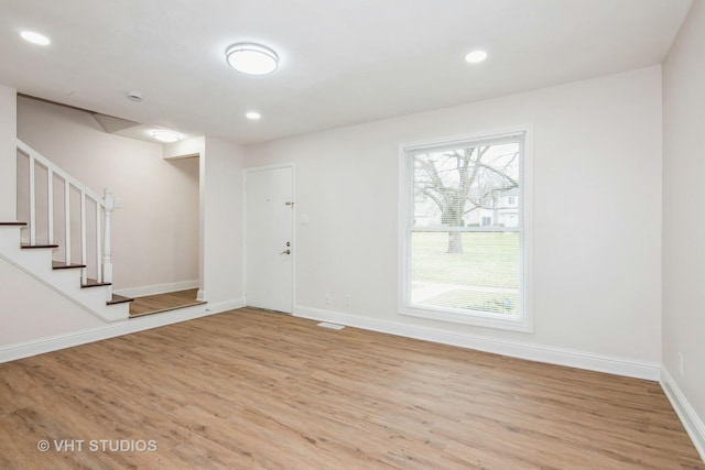 452 Mallview Ln, Bolingbrook, IL 60440 - foyer with light wood-style flooring, stairway, and recessed lighting