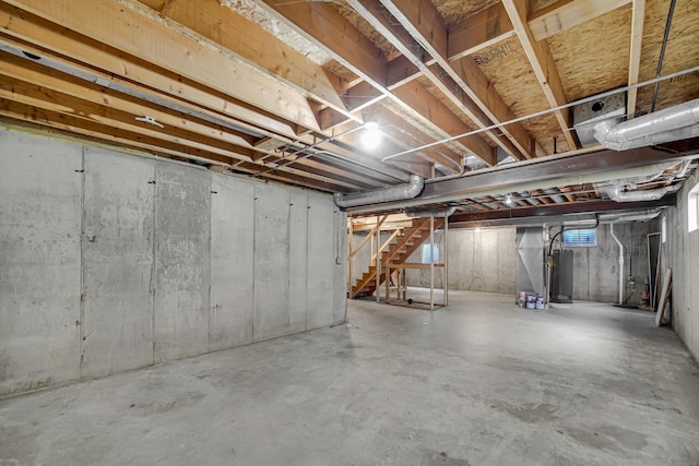 643 N Bridgeport Ter, Lindenhurst, IL 60046 - below grade area with gas water heater and stairway