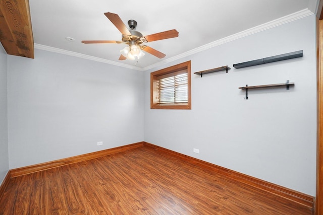 2753 N Spaulding Ave Unit Gs, Chicago, IL 60647 - unfurnished room featuring wood finished floors, crown molding, and ceiling fan
