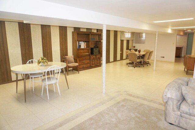 7632 W Norridge St, Harwood Heights, IL 60706 - finished basement featuring wallpapered walls and light floors