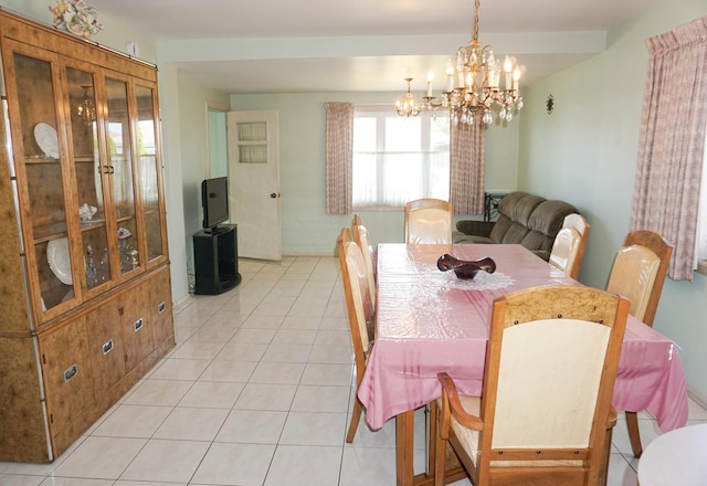 7632 W Norridge St, Harwood Heights, IL 60706 - dining space with a chandelier and light tile patterned floors