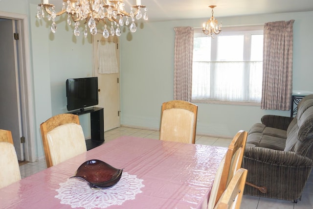 7632 W Norridge St, Harwood Heights, IL 60706 - dining area with a chandelier and tile patterned flooring