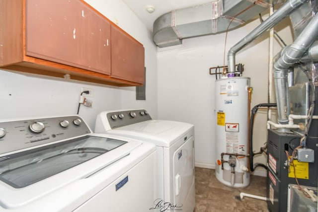 7000 Remington Ct Unit 102, Woodridge, IL 60517 - washroom with gas water heater, cabinet space, and independent washer and dryer