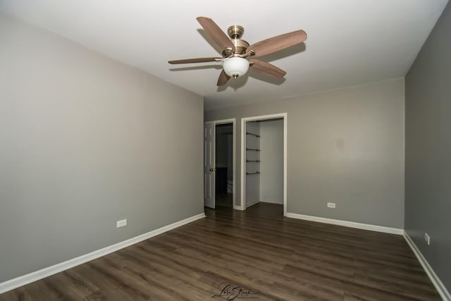 7000 Remington Ct Unit 102, Woodridge, IL 60517 - unfurnished bedroom featuring dark wood-style flooring and ceiling fan