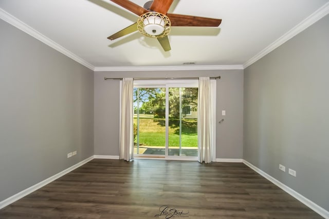 7000 Remington Ct Unit 102, Woodridge, IL 60517 - unfurnished room with crown molding, dark wood-style flooring, and a ceiling fan