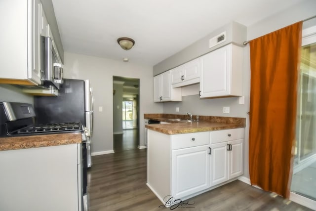 7000 Remington Ct Unit 102, Woodridge, IL 60517 - kitchen featuring appliances with stainless steel finishes, white cabinetry, and dark wood-style flooring