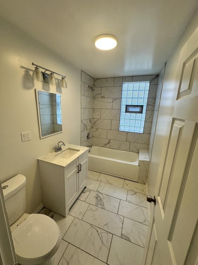 8014 S Bishop St, Chicago, IL 60620 - full bathroom with marble finish floors, vanity, and shower / tub combination