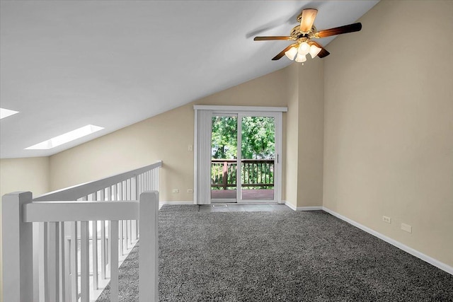 1921 Wisteria Ct Unit 3, Naperville, IL 60565 - spare room featuring vaulted ceiling, carpet flooring, a skylight, and ceiling fan