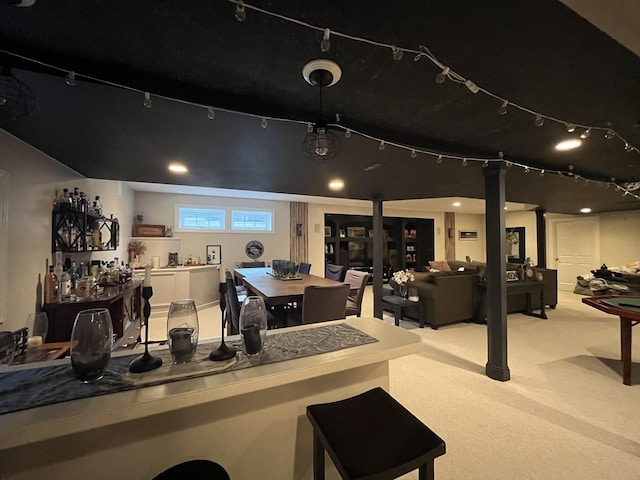 12534 Lily Ln, Plainfield, IL 60585 - indoor dry bar featuring ornate columns and light carpet