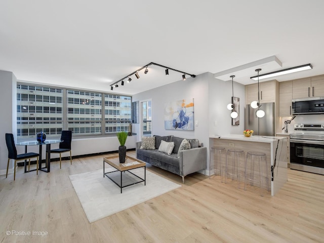 3550 N Lake Shore Dr Unit 1921, Chicago, IL 60657 - living area with rail lighting and light wood finished floors