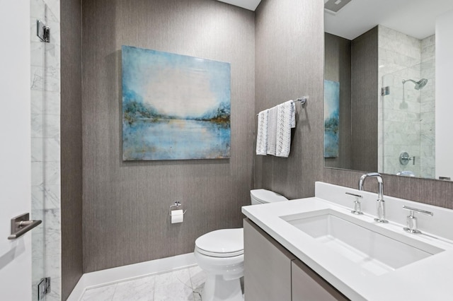 360 W Erie St Unit 3A, Chicago, IL 60654 - full bath with marble look tiles, a shower stall, and vanity