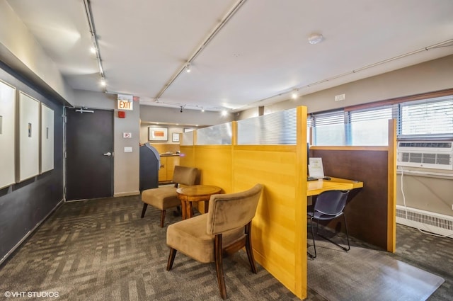 4960 N Marine Dr Unit 519, Chicago, IL 60640 - living area featuring track lighting, carpet, cooling unit, and an office area