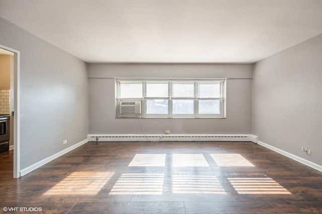 4960 N Marine Dr Unit 519, Chicago, IL 60640 - empty room with a baseboard heating unit, wood finished floors, and cooling unit