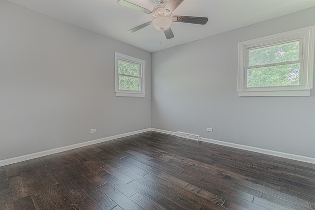 922 E Pratt Dr, Palatine, IL 60074 - spare room with dark wood-type flooring and a ceiling fan