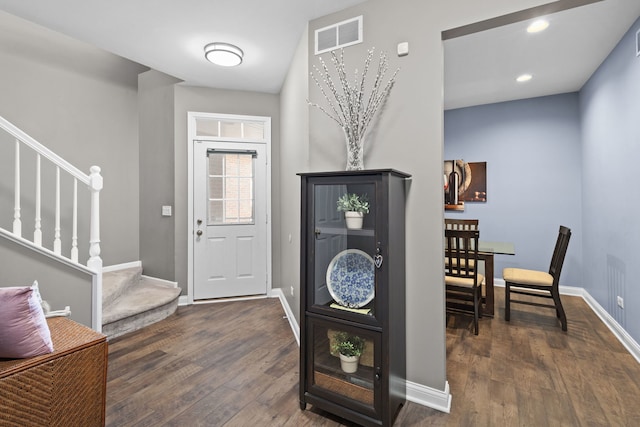 11248 Melrose Ct, Orland Park, IL 60467 - entrance foyer with wood finished floors, stairway, and recessed lighting