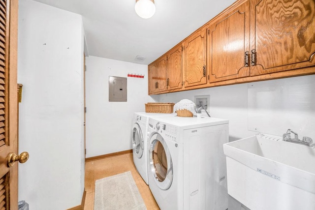 16719 Paxton Ave Unit 2S, Tinley Park, IL 60477 - washroom featuring electric panel, cabinet space, and washing machine and dryer