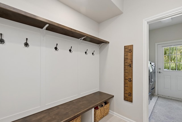 6072 Westminster Ln, Gurnee, IL 60031 - mudroom featuring washer and dryer and light tile patterned floors