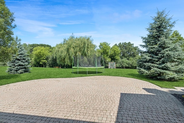 6072 Westminster Ln, Gurnee, IL 60031 - view of property's community with a trampoline, a lawn, and a patio area