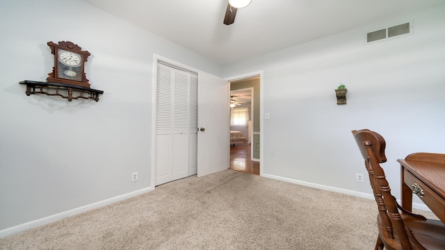 9833 Gentian Dr, Machesney Park, IL 61115 - office area featuring ceiling fan and carpet