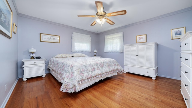 9833 Gentian Dr, Machesney Park, IL 61115 - bedroom featuring wood finished floors, ornamental molding, and ceiling fan