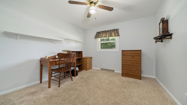 9833 Gentian Dr, Machesney Park, IL 61115 - office area with a ceiling fan and carpet