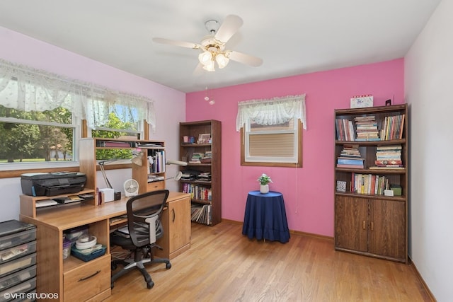 3513 Woodland Cir, Island Lake, IL 60042 - office featuring wood finished floors and a ceiling fan
