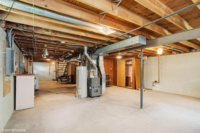 3513 Woodland Cir, Island Lake, IL 60042 - unfinished basement with water heater and heating unit