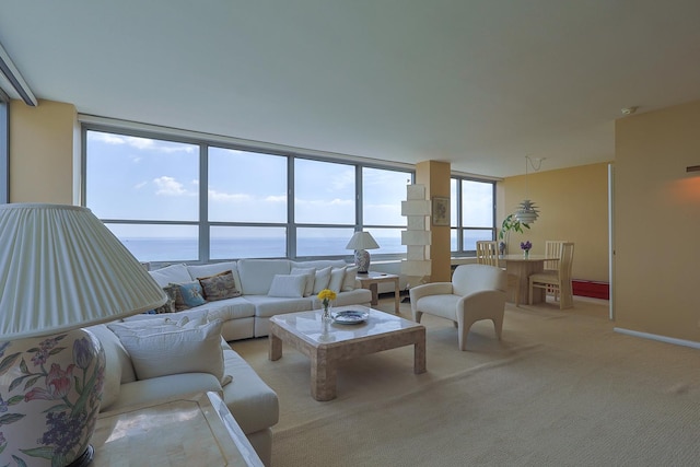 3550 N Lake Shore Dr Unit 2616, Chicago, IL 60657 - living room with light colored carpet and a water view