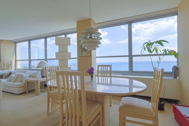 3550 N Lake Shore Dr Unit 2616, Chicago, IL 60657 - dining area featuring light carpet and a water view