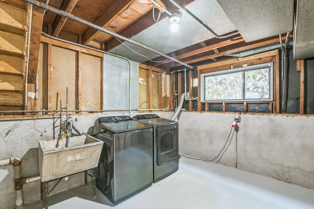 246 Gentry St, Park Forest, IL 60466 - basement featuring washing machine and dryer and a sink
