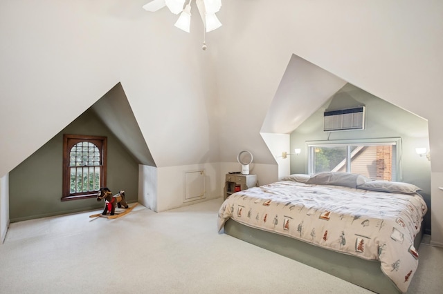 611 Lake Ave, Wilmette, IL 60091 - bedroom with multiple windows, carpet floors, lofted ceiling, and ceiling fan