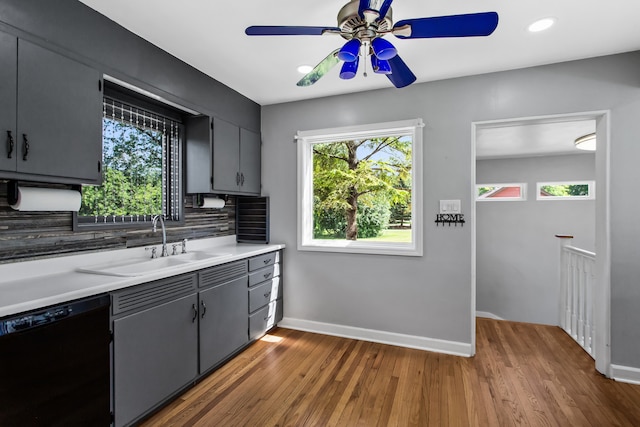 600 W Bloomingdale Rd, Itasca, IL 60143 - kitchen featuring black dishwasher, ceiling fan, plenty of natural light, decorative backsplash, and recessed lighting