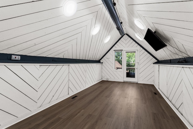 600 W Bloomingdale Rd, Itasca, IL 60143 - bonus room featuring dark wood-type flooring, lofted ceiling, and wooden walls