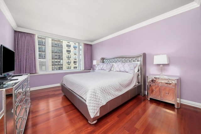 1300 N Lake Shore Dr Unit 10B, Chicago, IL 60610 - bedroom featuring ornamental molding and dark wood-style floors